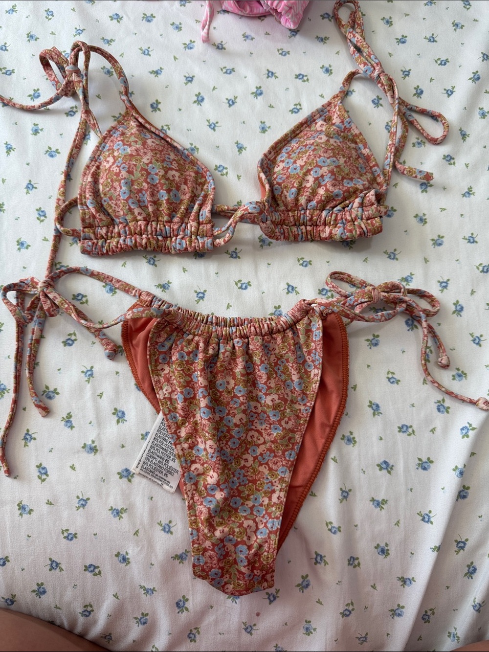 Billabong Rust Orange Floral Trim Bikini Bottom